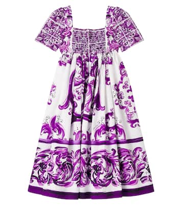 Abito Majolica in popeline di cotone | Dolce&Gabbana Kids