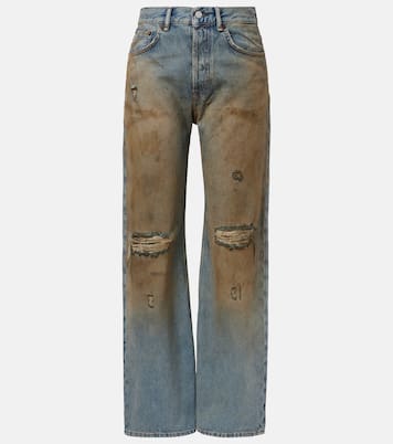 Jeans 2021F distressed a gamba larga a vita media | Acne Studios