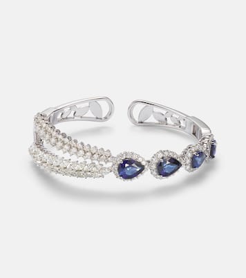 Reign Supreme 18kt white gold bangle with sapphires and diamonds | Yeprem