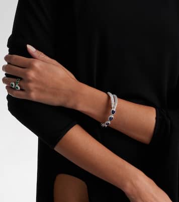 Reign Supreme 18kt white gold bangle with sapphires and diamonds | Yeprem