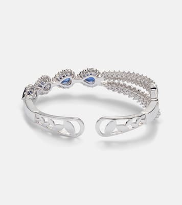 Reign Supreme 18kt white gold bangle with sapphires and diamonds | Yeprem