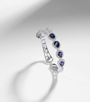 Reign Supreme 18kt white gold bangle with sapphires and diamonds | Yeprem
