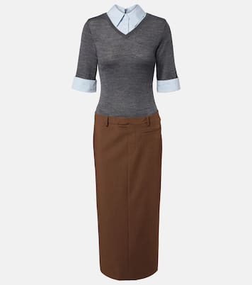 Layered wool-blend midi dress | Staud