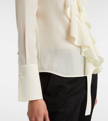 بلوزة من الحرير بكشكشة | McQueen