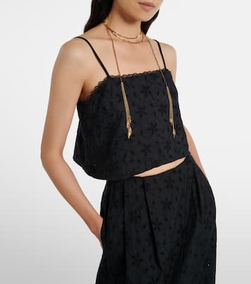 Salma embroidered cropped cotton top | Posse