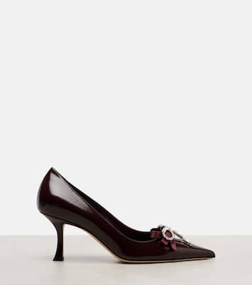 Pumps Auria 70 aus Leder mit Kristallen | Jimmy Choo