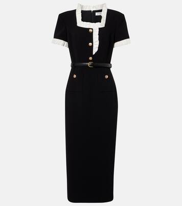 Belted crêpe midi dress | Self-Portrait