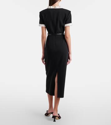 Belted crêpe midi dress | Self-Portrait