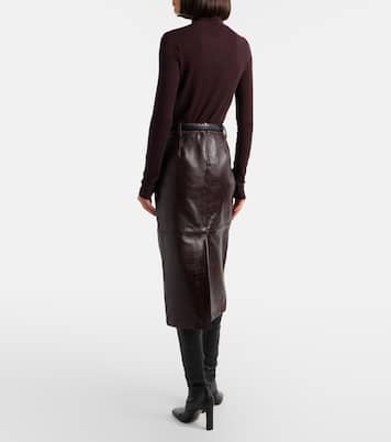 Taney croc-effect leather pencil skirt | The Frankie Shop