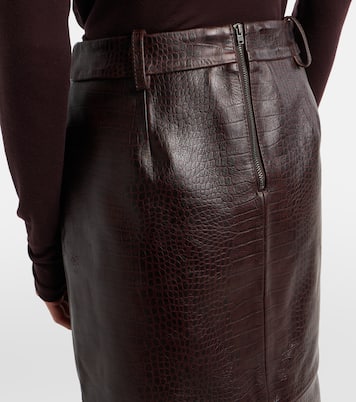 Taney croc-effect leather pencil skirt | The Frankie Shop
