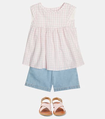 Armonie checked cotton and linen top | Bonpoint