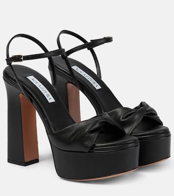 Twist Plateau 120 leather platform sandals in black