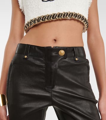 Skinny Low-Rise-Hose aus Leder | Balmain