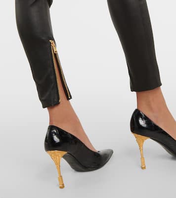 Skinny Low-Rise-Hose aus Leder | Balmain