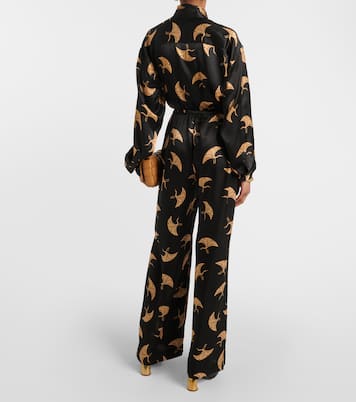 Pantaloni a gamba larga in raso di seta | Dries Van Noten