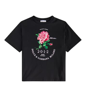 T-shirt in jersey di cotone con glitter | Dolce&Gabbana Kids