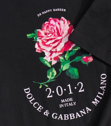 T-shirt in jersey di cotone con glitter | Dolce&Gabbana Kids