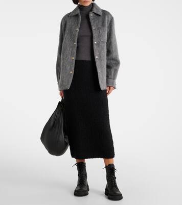 Jupe midi en laine mélangée bouclée | Moncler