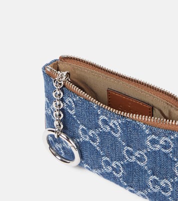 Portafoglio in denim GG con pelle | Gucci