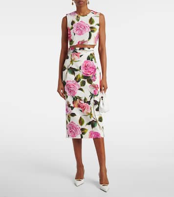 Crop top de mezcla de algodón floral | Dolce&Gabbana