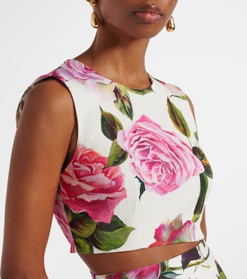 Crop top de mezcla de algodón floral | Dolce&Gabbana