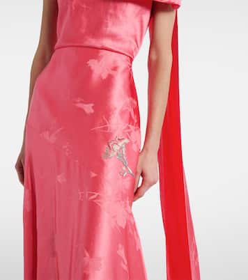 Abito lungo in jacquard di misto lino | Erdem