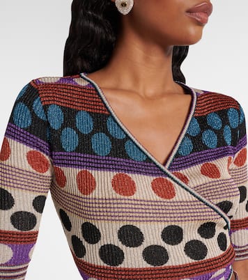 Polka-dot jacquard lamé wrap top | Valentino