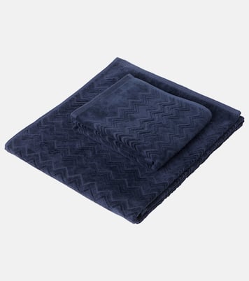 Chalk set of 2 zigzag cotton terry towels | Missoni