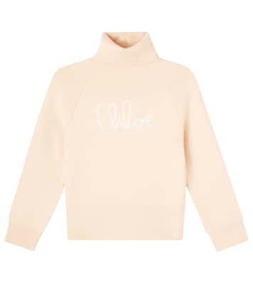 Logo cotton and wool turtleneck sweater | Chloé Kids