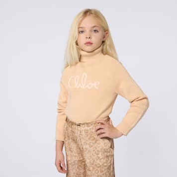 Logo cotton and wool turtleneck sweater | Chloé Kids
