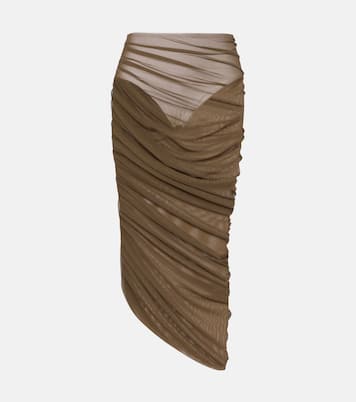 Diana ruched asymmetric midi skirt | Norma Kamali