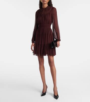 Ava tie-neck silk chiffon minidress  | Ulla Johnson
