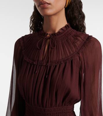 Ava tie-neck silk chiffon minidress  | Ulla Johnson