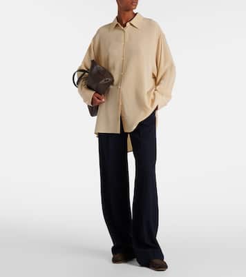 Loafers Leo aus Veloursleder mit Shearling | The Row