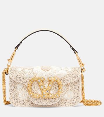 Locò Small embellished raffia shoulder bag | Valentino Garavani