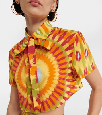 Camicia cropped in seta e cotone con stampa | Valentino