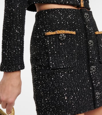 Sequined high-rise bouclé miniskirt | Self-Portrait