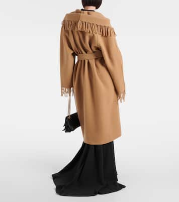 Abrigo envolvente de lana con flecos | Balenciaga