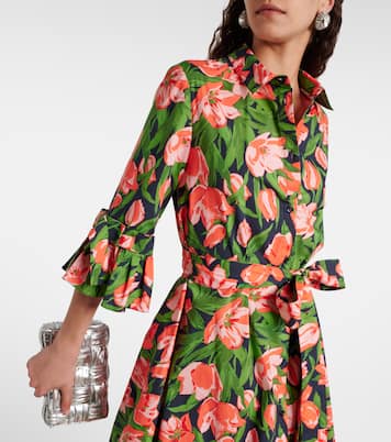 Vestido camisero de mezcla de algodón con lazo | Carolina Herrera