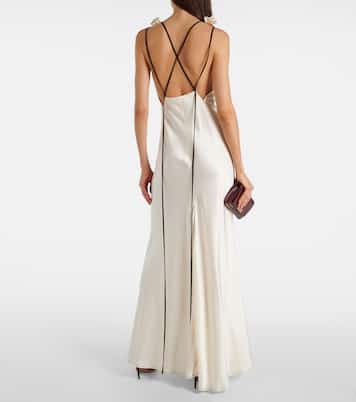 Abito lungo in crêpe di raso | Victoria Beckham