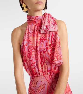 Neena silk chiffon lamé gown  | Rixo