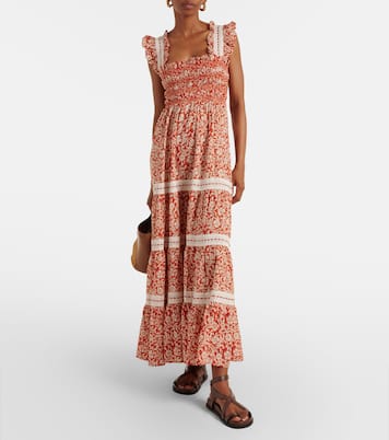 Aubrie floral smocked cotton midi dress | Rixo