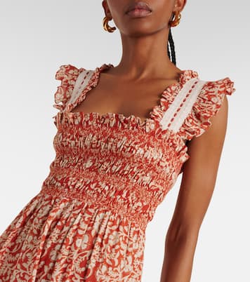 Aubrie floral smocked cotton midi dress | Rixo
