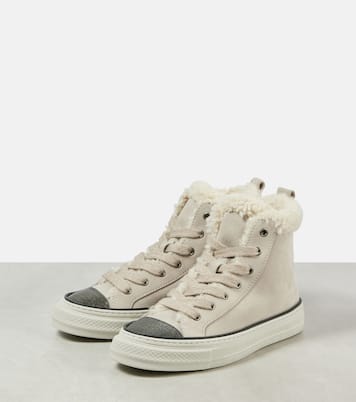 Baskets Monili en daim et shearling | Brunello Cucinelli
