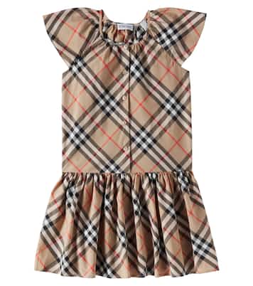Abito Burberry Check in cotone a pieghe | Burberry Kids