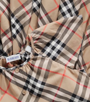Abito Burberry Check in cotone a pieghe | Burberry Kids