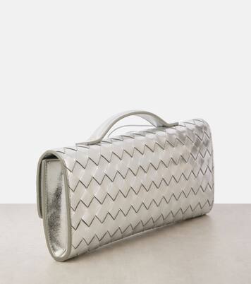 Andiamo Intrecciato编织金属感皮革手拿包 | Bottega Veneta
