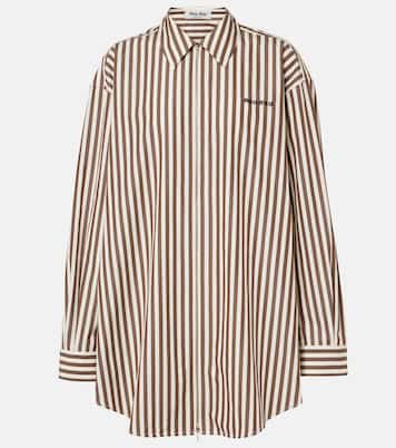 Zip-up striped cotton poplin shirt dress | Miu Miu