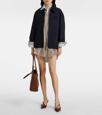 Zip-up striped cotton poplin shirt dress | Miu Miu