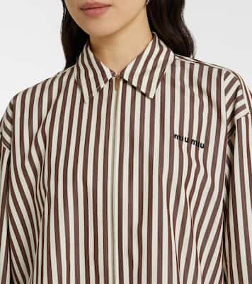Zip-up striped cotton poplin shirt dress | Miu Miu